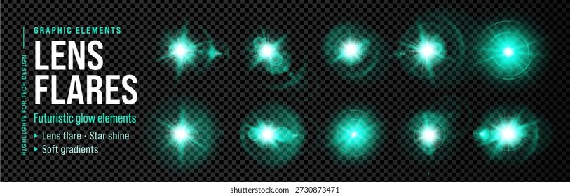 Destello de la lente azul claro con efecto de destello de rayo y fondo de destello de resplandor. Estrella del brillo de la cámara con la explosión de la chispa del resplandor del sol y el resplandor brillante del proyector.