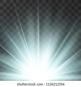 Lens flare light effect Blue spotlight  illustration.