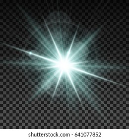Lens flare light effect on transparent background. Vector Illustration.