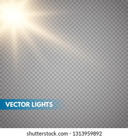 Lens flare light effect. Sun rays with beams . Vector illustration EPS10