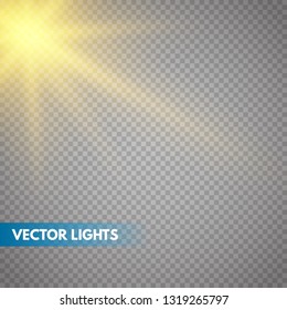Lens flare light effect. Sun rays with beams . Vector illustration EPS10