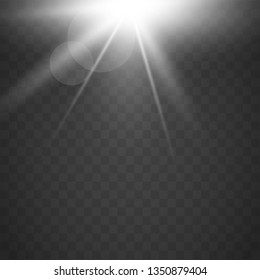 Lens flare light effect. Sun rays with beams  . Vector illustration. EPS10...