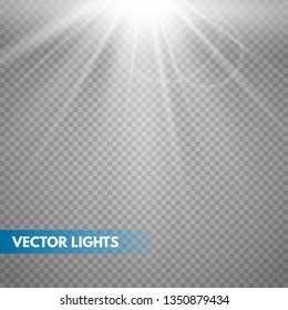 Lens flare light effect. Sun rays with beams  . Vector illustration. EPS10...