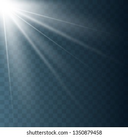 Lens flare light effect. Sun rays with beams  . Vector illustration. EPS10...