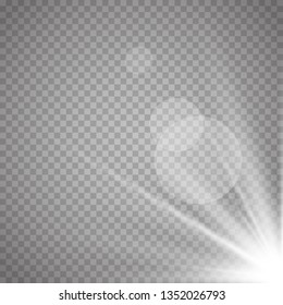 Lens flare light effect. Sun rays with beams  . Vector illustration. EPS10...