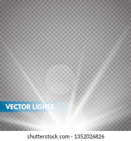 Lens flare light effect. Sun rays with beams  . Vector illustration. EPS10...