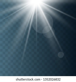 Lens flare light effect. Sun rays with beams  . Vector illustration. EPS10...