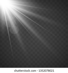 Lens flare light effect. Sun rays with beams  . Vector illustration. EPS10...