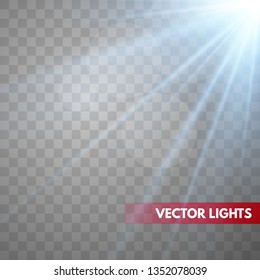Lens flare light effect. Sun rays with beams  . Vector illustration. EPS10...