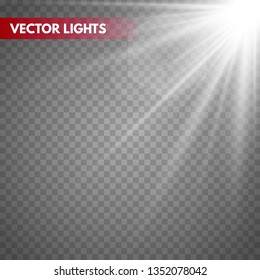 Lens flare light effect. Sun rays with beams  . Vector illustration. EPS10...