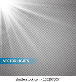 Lens flare light effect. Sun rays with beams  . Vector illustration. EPS10...