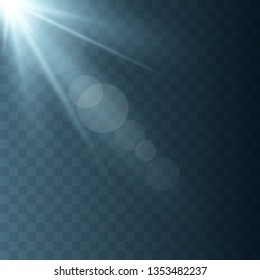 Lens flare light effect. Sun rays with beams  . Vector illustration. EPS10...