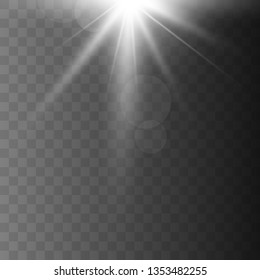 Lens flare light effect. Sun rays with beams  . Vector illustration. EPS10...
