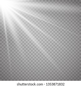 Lens flare light effect. Sun rays with beams Vector illustration. EPS10...