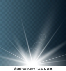 Lens flare light effect. Sun rays with beams Vector illustration. EPS10...