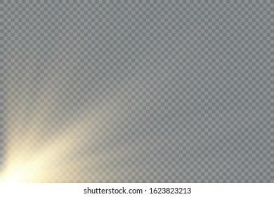 Lens flare light effect. Sun rays with beams isolated on transparent background. Vector illustration
