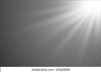 Lens flare light effect. Sun rays with beams isolated on transparent background. Vector illustration