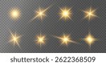 Lens Flare, light glow effect. sun or realistic shining star with backlight effect. bokeh glitter and sparkles or sparkles on transparent background.