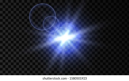 Lens flare. Light glow effect. Isolated vector illustration on transparent background.