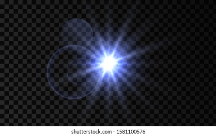 Lens flare. Light glow effect. Isolated vector illustration on transparent background.