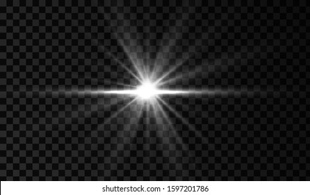 Lens flare. Light glow effect. Isolated vector illustration on transparent background.