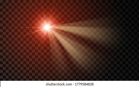 Lens flare. Light glow effect. Red sparkle and glare object. Isolated vector illustration on transparent background.