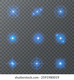 Lens Flare, light glow effect. sun or realistic shining star with backlight effect. bokeh glitter and sparkles or sparkles on transparent background.