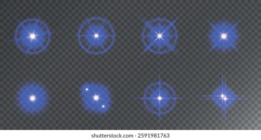 Lens Flare, light glow effect. sun or realistic shining star with backlight effect. bokeh glitter and sparkles or sparkles on transparent background.