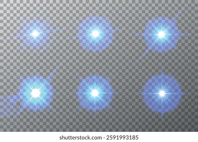 Lens Flare, light glow effect. sun or realistic shining star with backlight effect. bokeh glitter and sparkles or sparkles on transparent background.