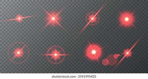 Lens Flare, light glow effect. sun or realistic shining star with backlight effect. bokeh glitter and sparkles or sparkles on transparent background.