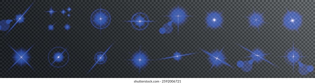 Lens Flare, light glow effect. sun or realistic shining star with backlight effect. bokeh glitter and sparkles or sparkles on transparent background.