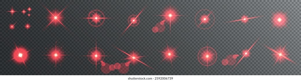 Lens Flare, light glow effect. sun or realistic shining star with backlight effect. bokeh glitter and sparkles or sparkles on transparent background.