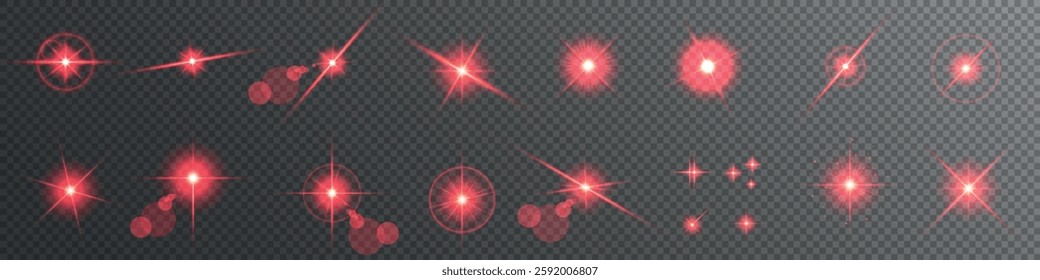 Lens Flare, light glow effect. sun or realistic shining star with backlight effect. bokeh glitter and sparkles or sparkles on transparent background.