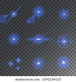 Lens Flare, light glow effect. sun or realistic shining star with backlight effect. bokeh glitter and sparkles or sparkles on transparent background.