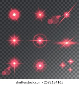 Lens Flare, light glow effect. sun or realistic shining star with backlight effect. bokeh glitter and sparkles or sparkles on transparent background.
