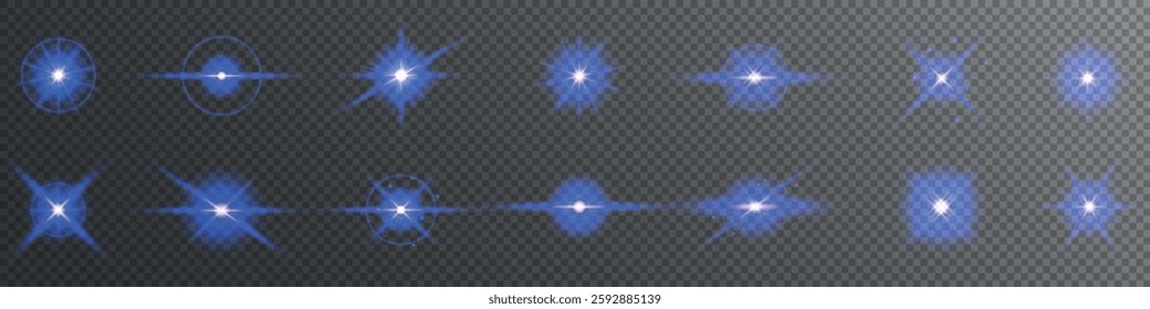 Lens Flare, light glow effect. sun or realistic shining star with backlight effect. bokeh glitter and sparkles or sparkles on transparent background.