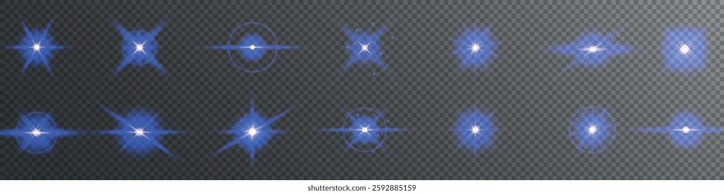Lens Flare, light glow effect. sun or realistic shining star with backlight effect. bokeh glitter and sparkles or sparkles on transparent background.