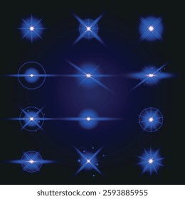 Lens Flare, light glow effect. sun or realistic shining star with backlight effect. bokeh glitter and sparkles or sparkles on transparent background.
