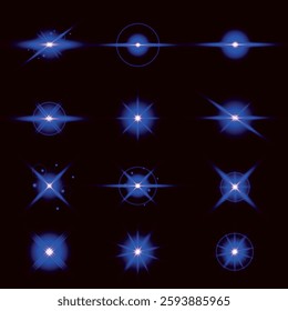 Lens Flare, light glow effect. sun or realistic shining star with backlight effect. bokeh glitter and sparkles or sparkles on transparent background.
