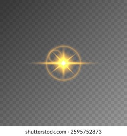 Lens Flare, light glow effect. sun or realistic shining star with backlight effect. bokeh glitter and sparkles or sparkles on transparent background.