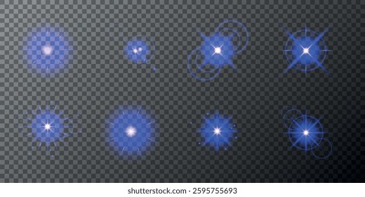 Lens Flare, light glow effect. sun or realistic shining star with backlight effect. bokeh glitter and sparkles or sparkles on transparent background.