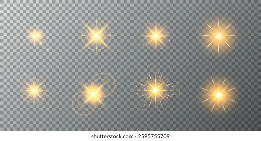 Lens Flare, light glow effect. sun or realistic shining star with backlight effect. bokeh glitter and sparkles or sparkles on transparent background.