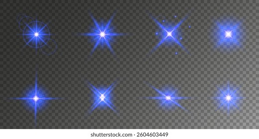 Lens Flare, light glow effect. sun or realistic shining star with backlight effect. bokeh glitter and sparkles or sparkles on transparent background.