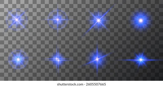 Lens Flare, light glow effect. sun or realistic shining star with backlight effect. bokeh glitter and sparkles or sparkles on transparent background.