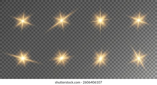 Lens Flare, light glow effect. sun or realistic shining star with backlight effect. bokeh glitter and sparkles or sparkles on transparent background.