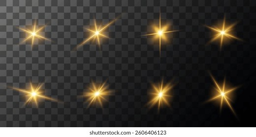 Lens Flare, light glow effect. sun or realistic shining star with backlight effect. bokeh glitter and sparkles or sparkles on transparent background.