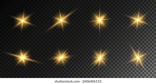 Lens Flare, light glow effect. sun or realistic shining star with backlight effect. bokeh glitter and sparkles or sparkles on transparent background.
