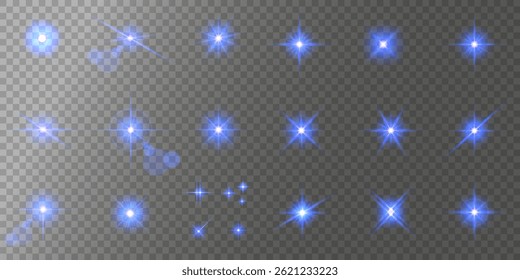 Lens Flare, light glow effect. sun or realistic shining star with backlight effect. bokeh glitter and sparkles or sparkles on transparent background.