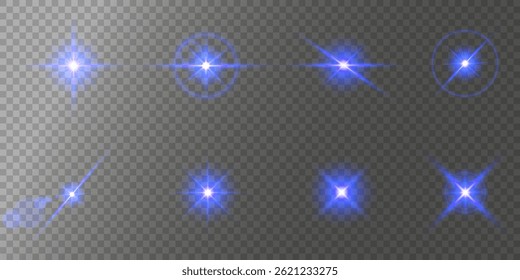 Lens Flare, light glow effect. sun or realistic shining star with backlight effect. bokeh glitter and sparkles or sparkles on transparent background.