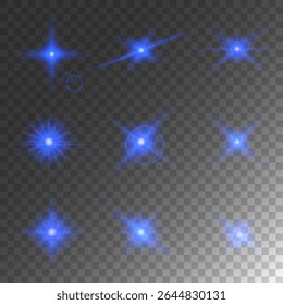 Lente Flare, efeito de brilho de luz. sol ou estrela brilhante realista com efeito de luz de fundo. bokeh glitter e brilhos ou brilhos no fundo transparente.